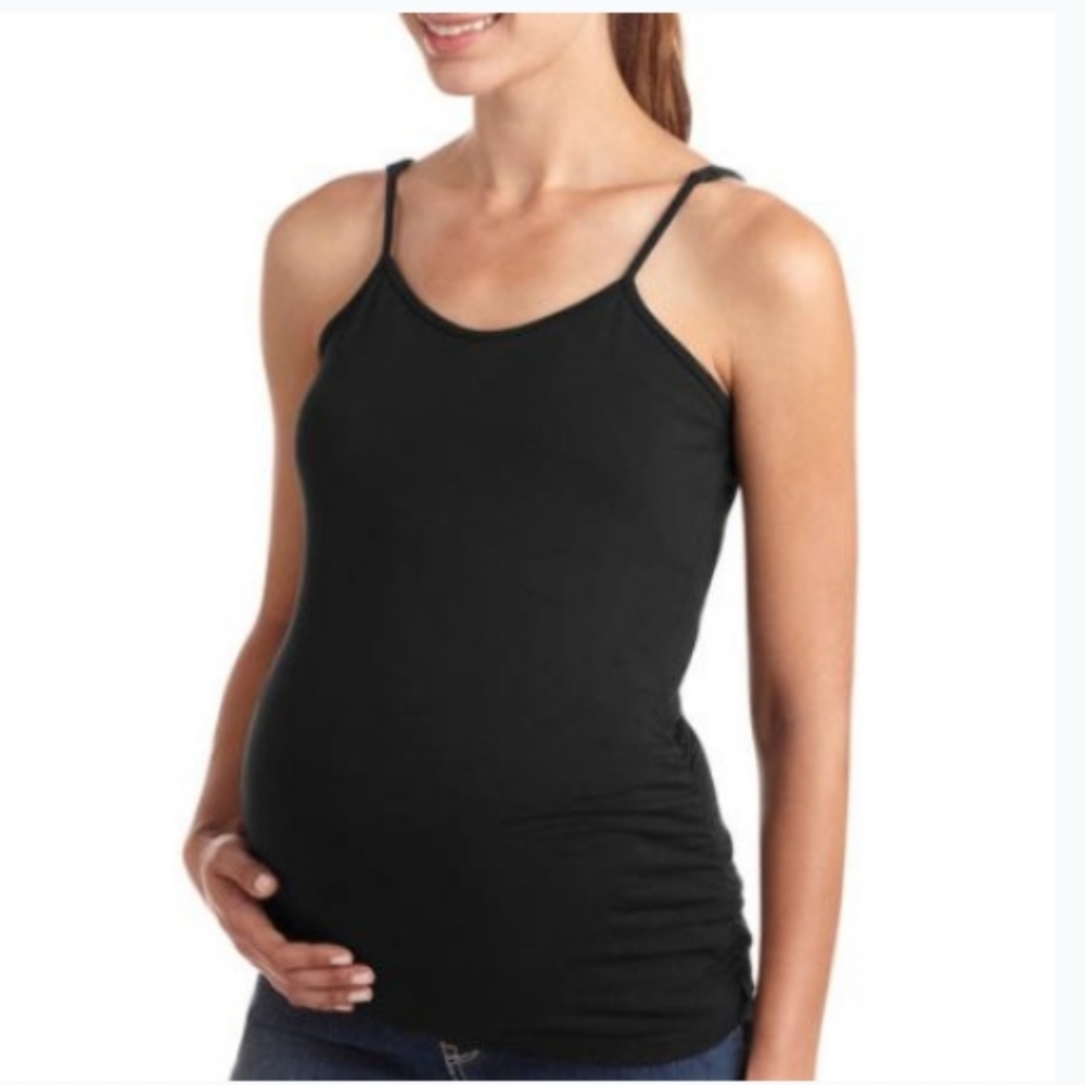 #2882 Times Two Womens Black Maternity Tank Top